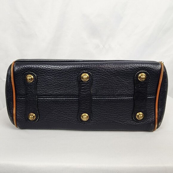 Vintage 90s Dooney & Bourke All-Weather Leather Essex Pebble Leather Brown Navy - Picture 14 of 16